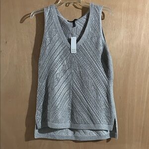 NWT White House Black Market Silver Knit Tank Top